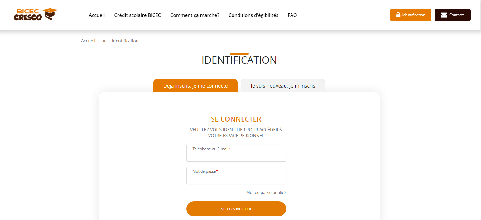 Faq Bicec Cresco créer mon compte en ligne